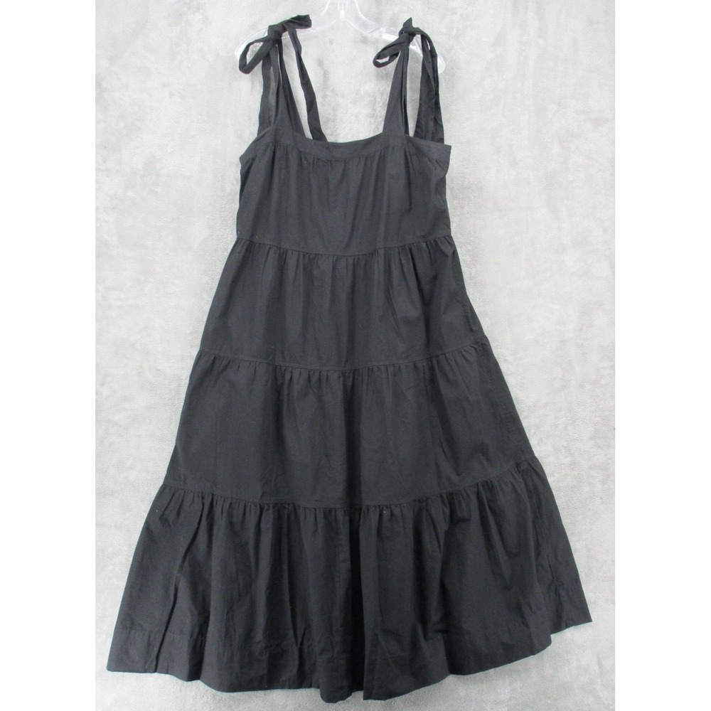Free Assembly Dress Large Tiered Pheasant Tie Shoulder A Line Relaxed Boxy Black
